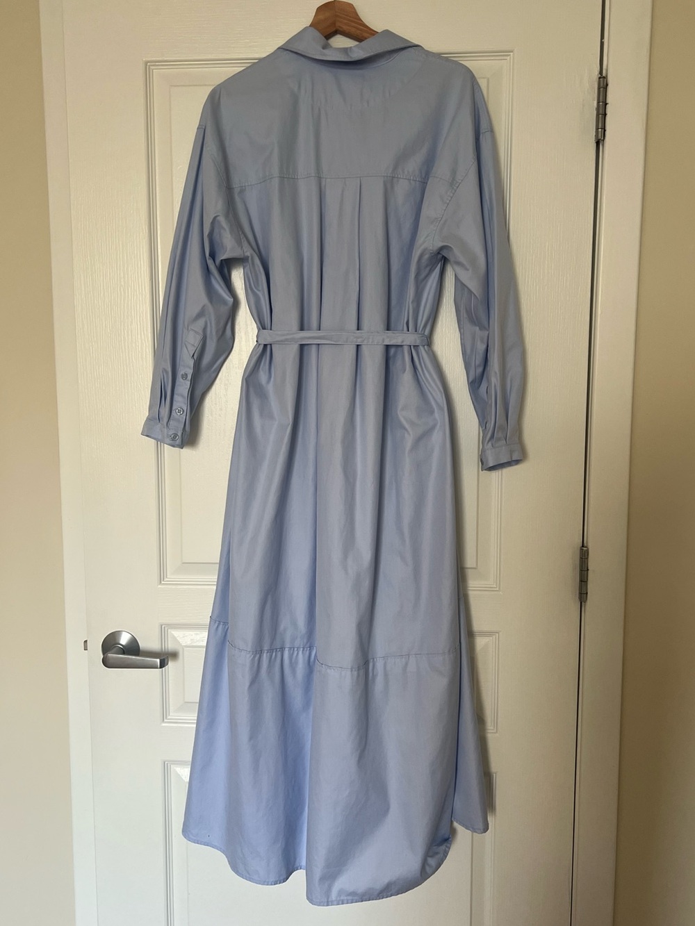 Cotton Shirt Dress in Light Blue - Picture 11 of 13